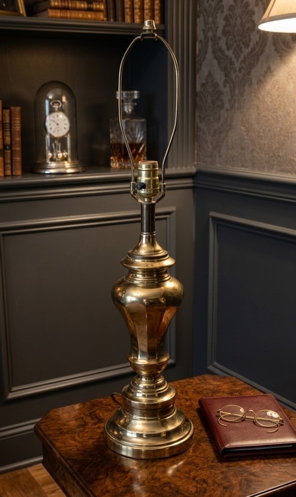 Vintage Stiffel Polished Brass Table Lamp Urn Style Hollywood Regency 29
