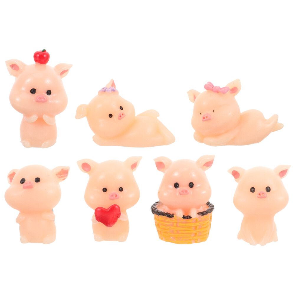 7 Pcs Big Piggy Bank Micro Landscape Ornament Outdoor Ornaments