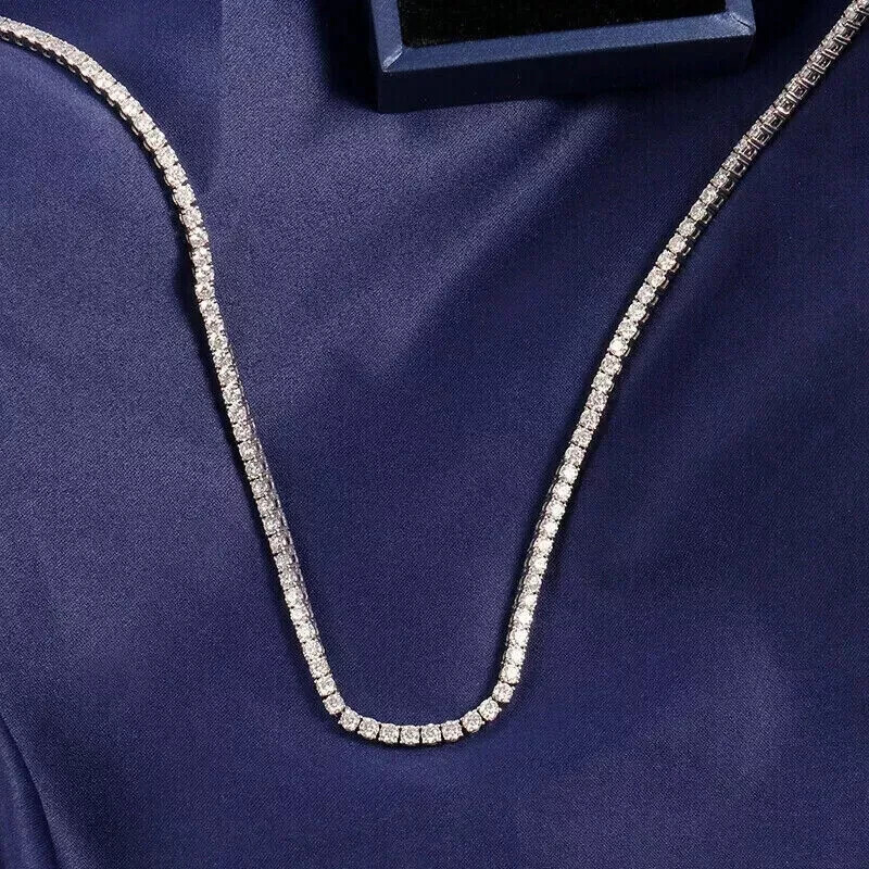17CT Lab Diamond Tennis Necklace in 14K White Gold 18 Inch