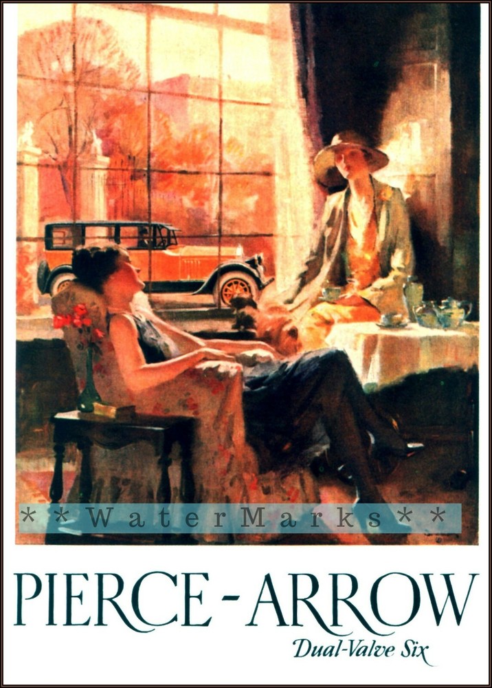 1927 Pierce Arrow Dual Valve Six Retro Car Vintage Art Print Poster  