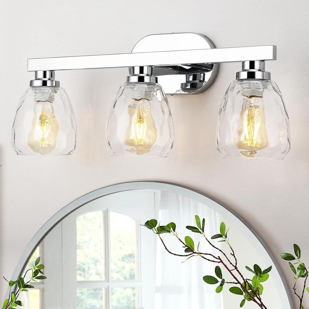Bathroom Light Fixtures, with Hammered Glass Shade(without