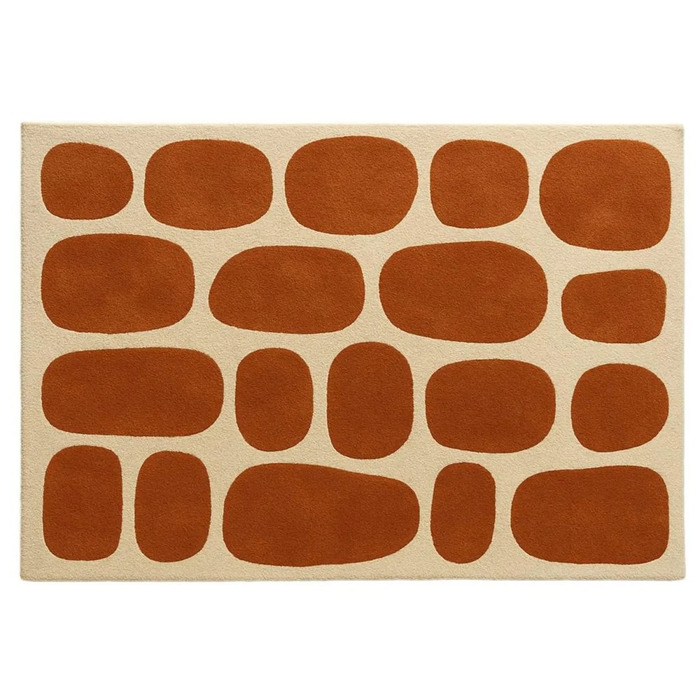 New Luxury Hand Tufted Nz Wool Rug Color Beige & Rust Handmade Design Carpet Rug