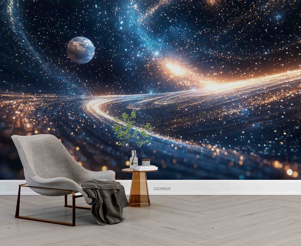 3D Space Galaxy Planet Wall Murals Wallpaper Murals Wall Sticker