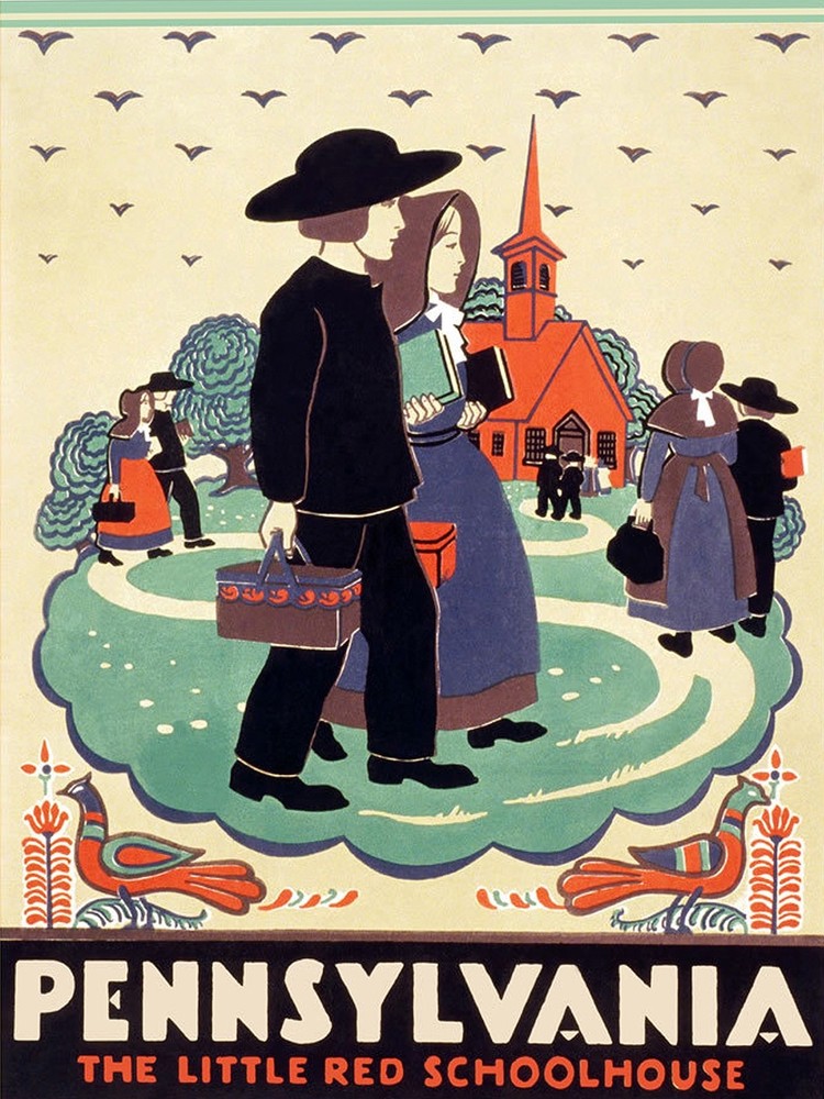 4152.Pennsylvania.The little red schoolhouse.amish.POSTER.Home School art decor