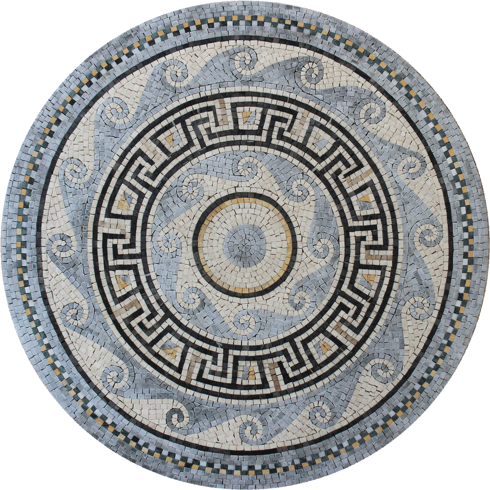 Handmade Mosaic Marble Greek Pattern Medallion for Home Pool Floor Design