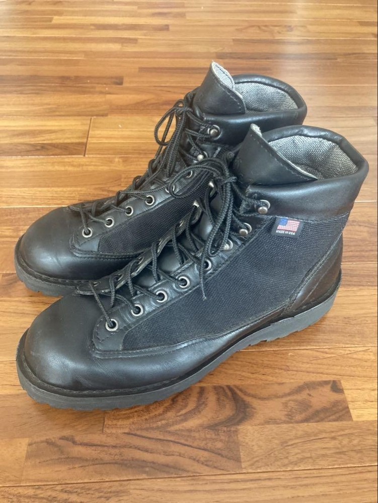 Danner Light Mens Black Leather Nylon Work Boots US8 Durable Hiking Shoes