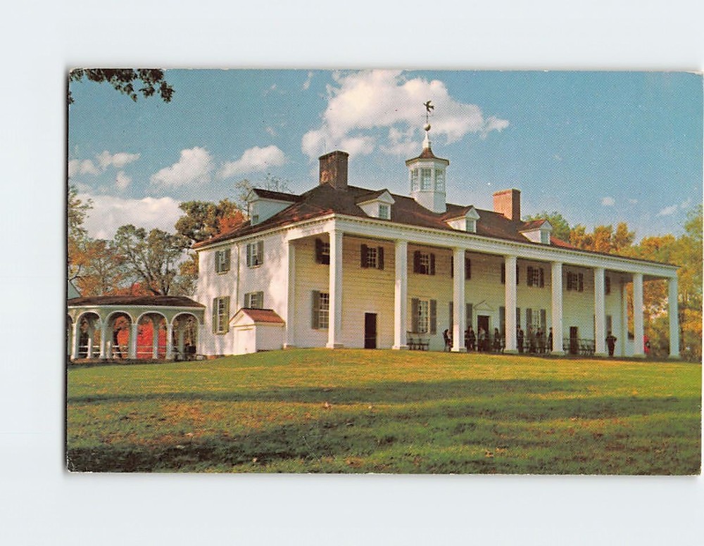 Postcard East Front of George Washington's Home Mount Vernon Virginia USA