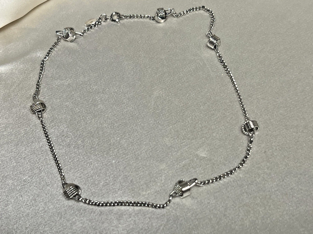 Vintage Avon Silver Tone Choker Necklace | Textured Knot Accents | 14