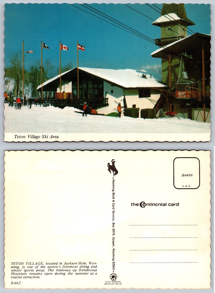 Vintage Teton Village Ski Area Postcard Jackson Hole Wyoming Tramway