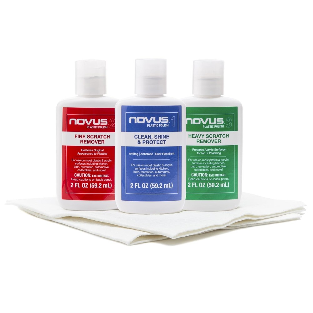 NOVUS-PK1-2 | Plastic Clean & Shine #1, Fine Scratch Remover #2, Heavy Scratch