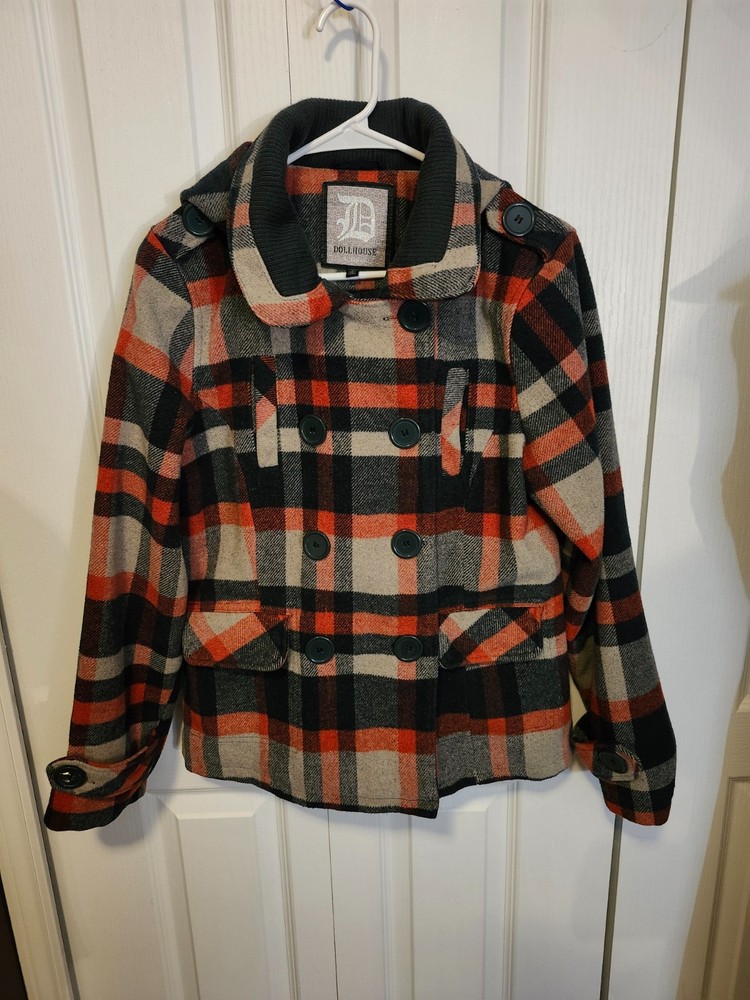 DOLLHOUSE PLAD DOUBLE BREASTED PLAID JACKET SZ.L