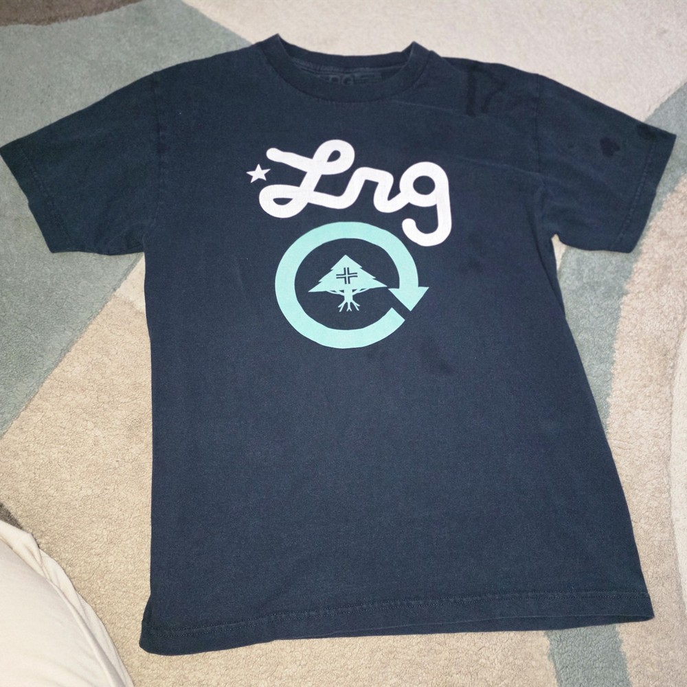 LRG Men's Navy Blue Graphic Logo Short Sleeve Crew Neck T-Shirt Size M
