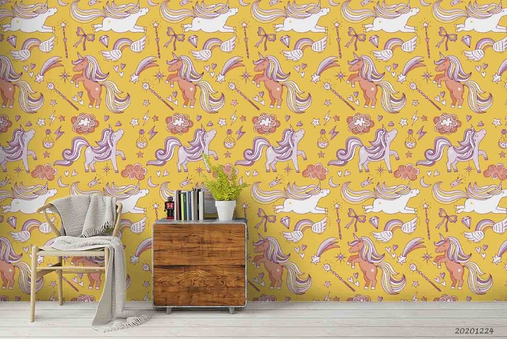3D Unicorn Clouds Cartoon Pattern Wall Murals Wallpaper Murals Wall Sticker