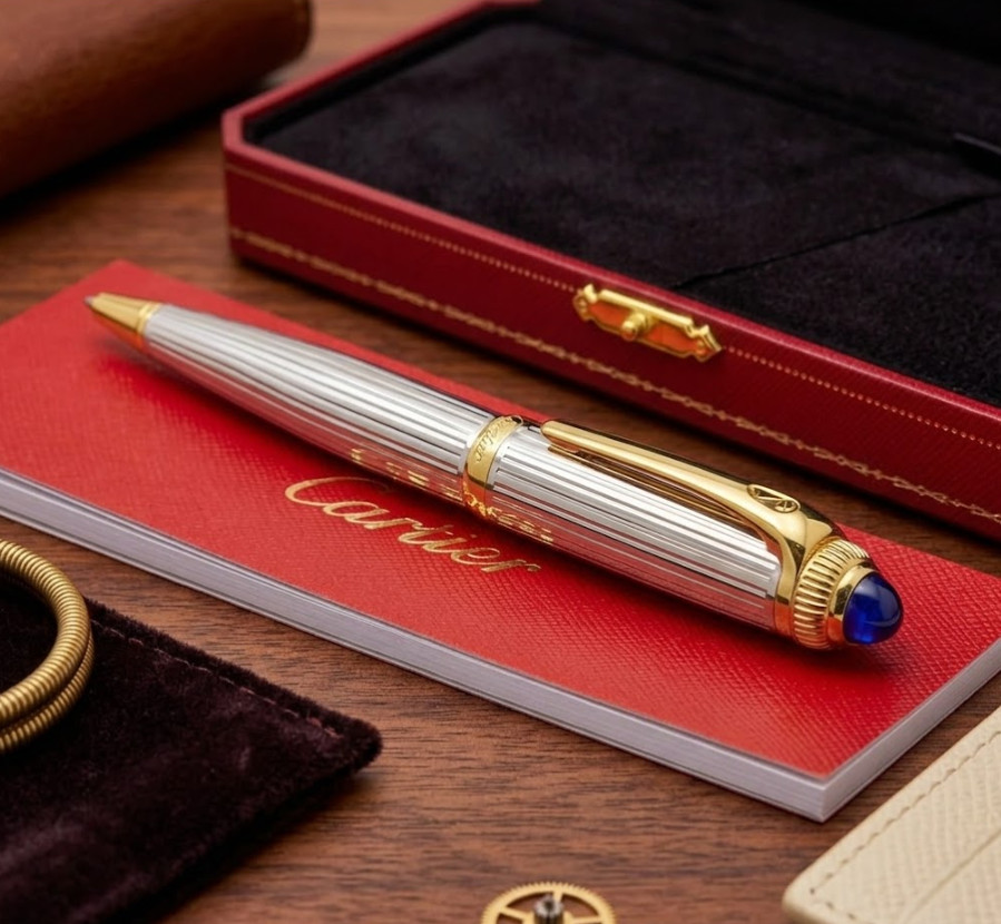 Cartier 2026 Silver Gold Ballpoint Pen Luxury Metal Writing Instrument NIB