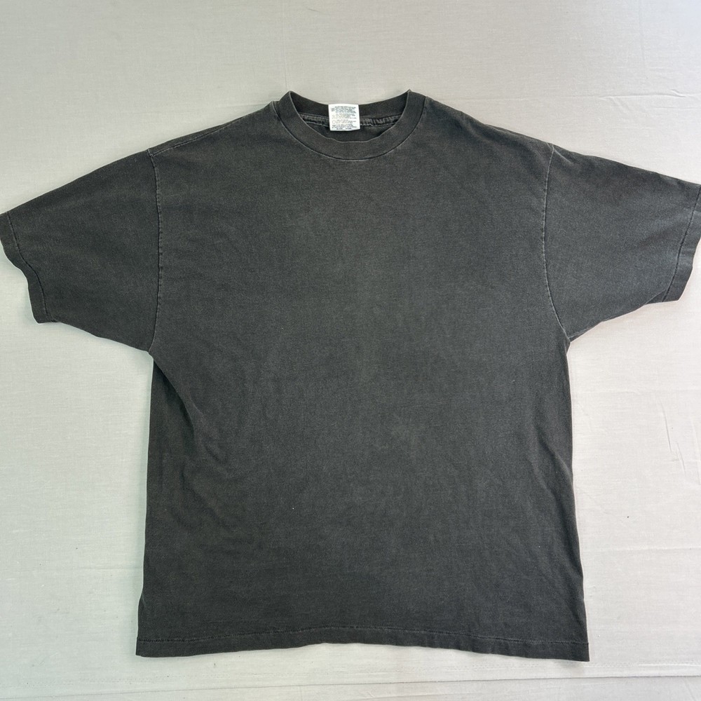 Vintage 90s Hanes Her Way T Shirt XL Black Single Stitch Plain Blank Tee USA