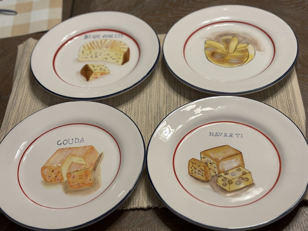 Pfaltzgraff Cheese Snack/ Salad Plates Set(4) Ceramic 7 1/2” Boxed New*