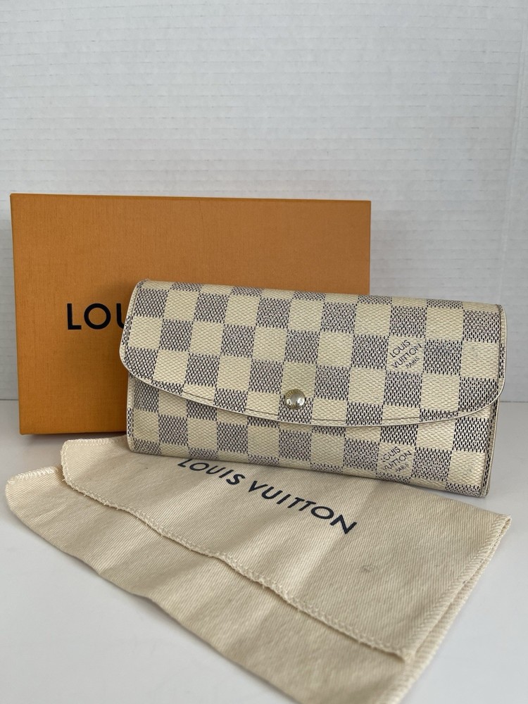 Louis Vuitton LV Long Wallet  White Damier Azul with dust bag, and box￼