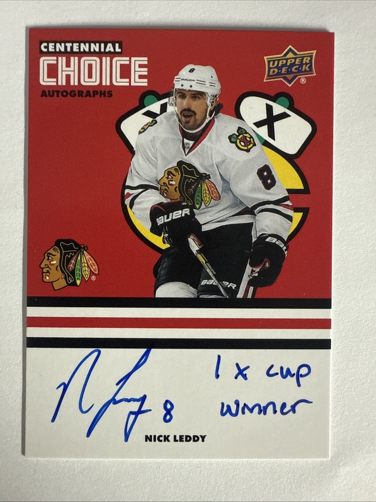 2025-26 UD Chicago Blackhawks Centennial #CS-NL Nick Leddy Inscribed Auto 12/35