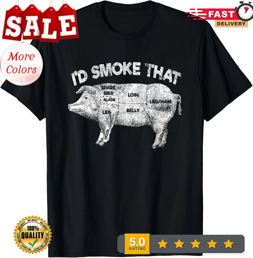 2026/Id Smoke That Funny BBQ Smoker Vintage Pig Meat Lover Unisex T-Shirt
