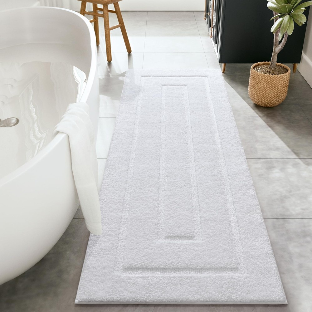 24x60 Inch Soft Absorbent White Bathroom Runner Rug
