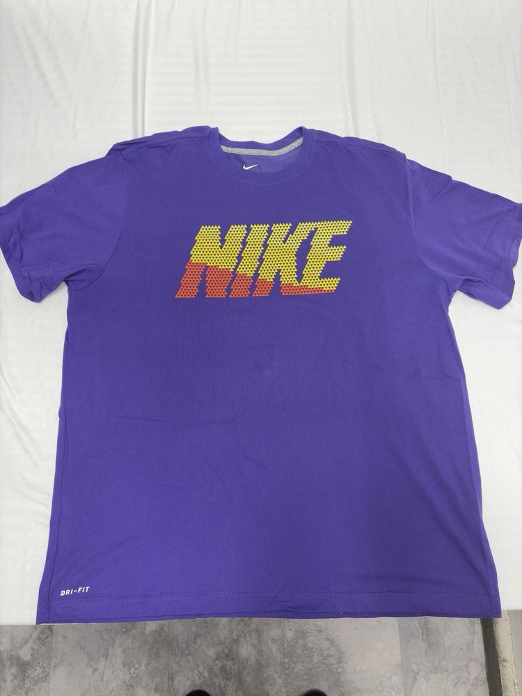 Nike Double Logo Shirt Men’s 2XL Purple Nike Tee Short Sleeve Nice Dri-Fit