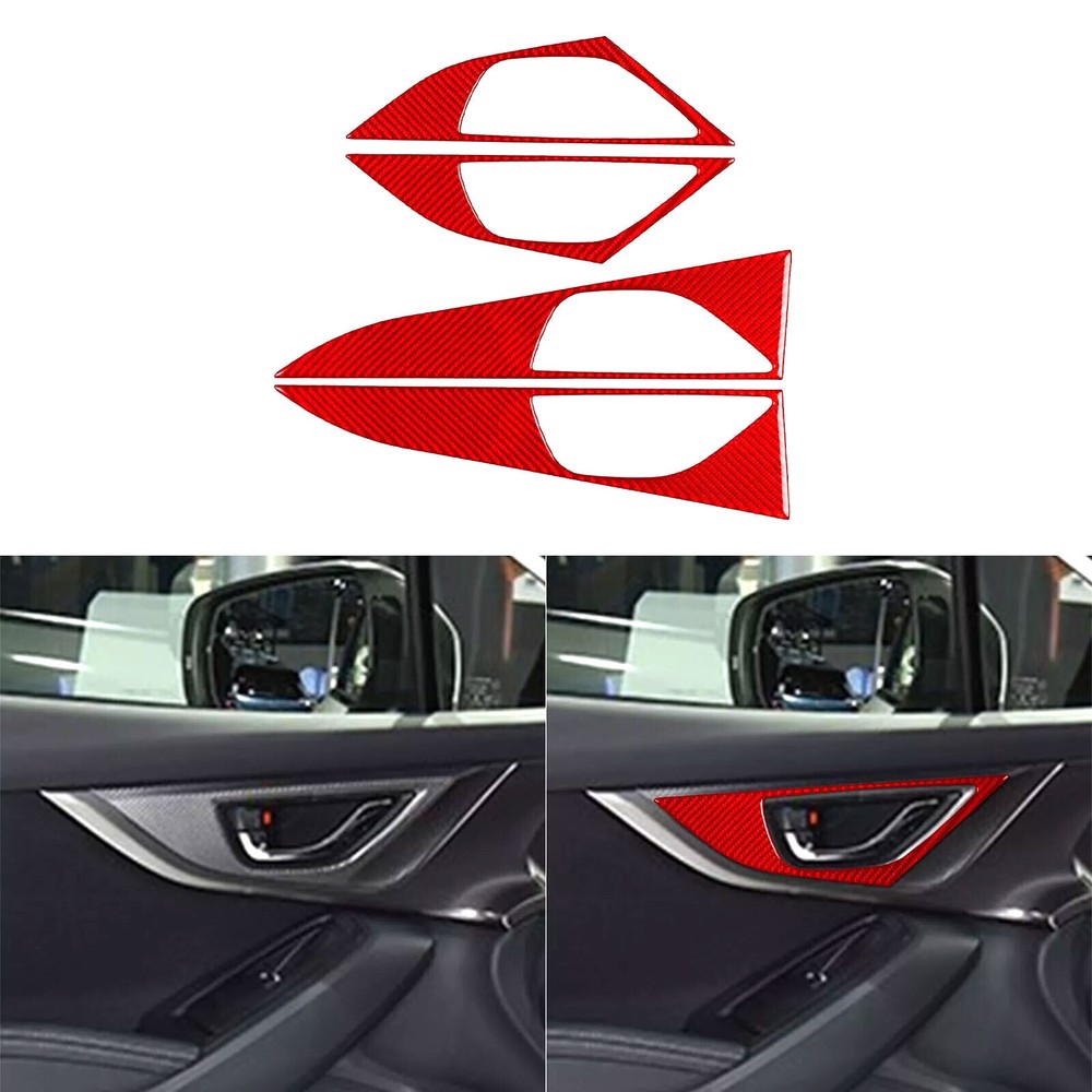 Red Carbon Fiber Door Handle Panel Cover For Subaru Impreza XV Crosstrek 2017-22