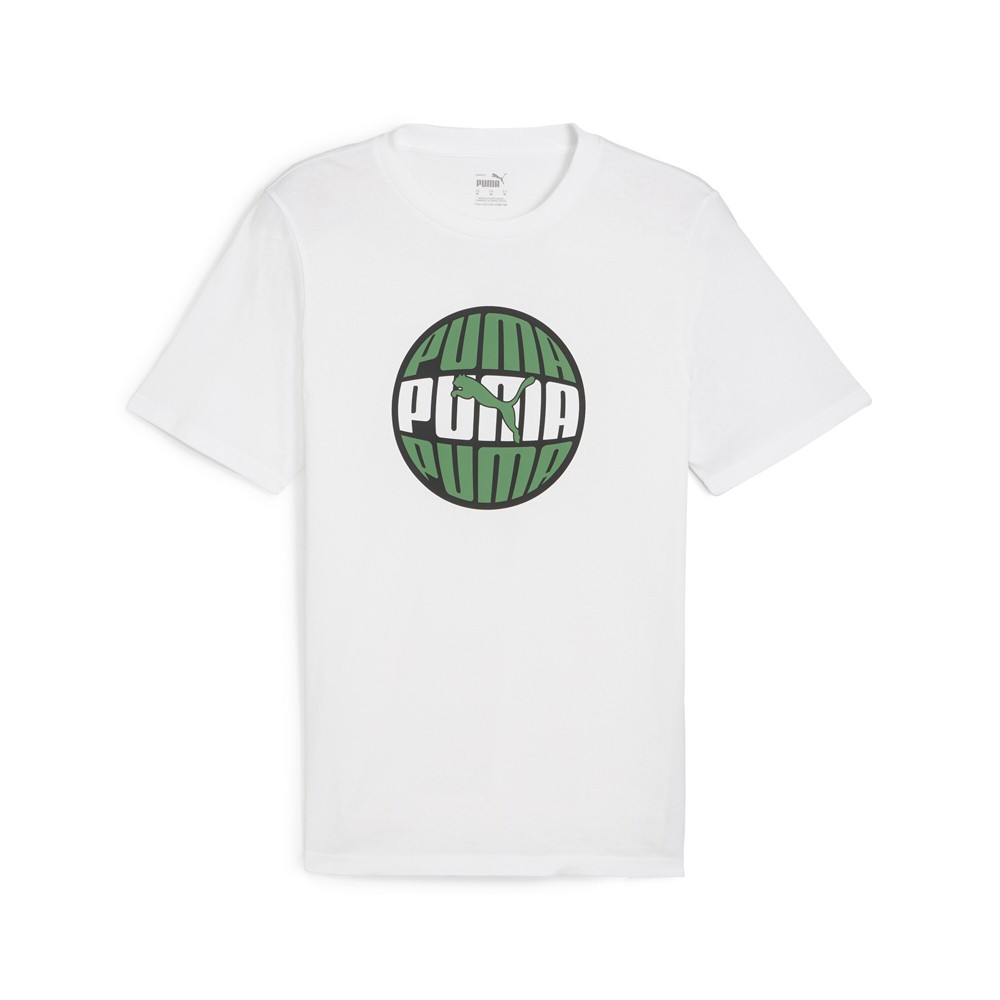 PUMA Graphics Circular Graphic Crew Neck Short Sleeve T-Shirt Mens White Casual