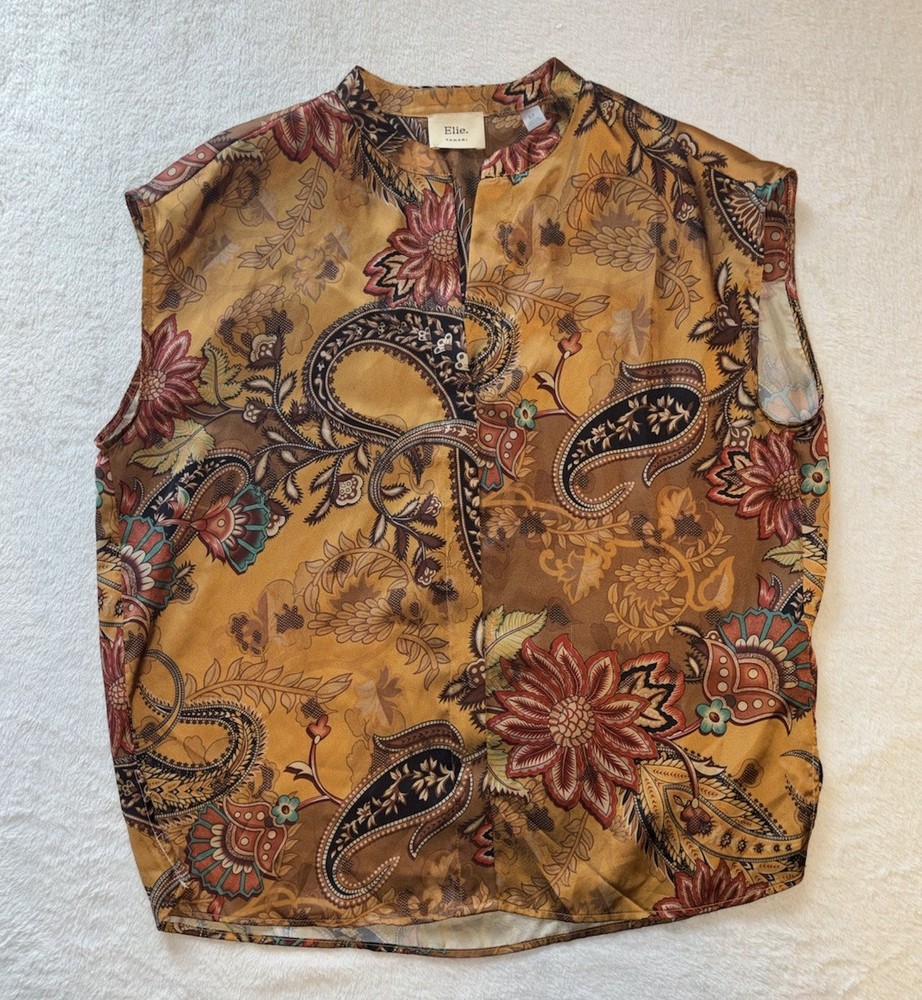 • Elie Tahari Floral Paisley Pattern Sleeveless Blouse Women’s Size Small