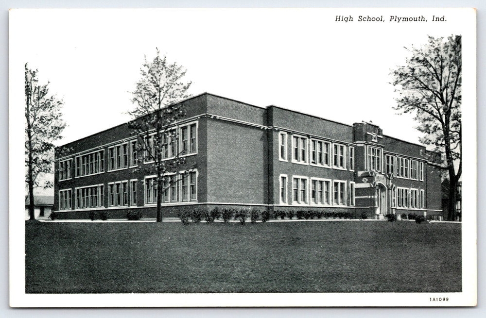 Plymouth Indiana In High School Building Vintage Photo Postcard Picture