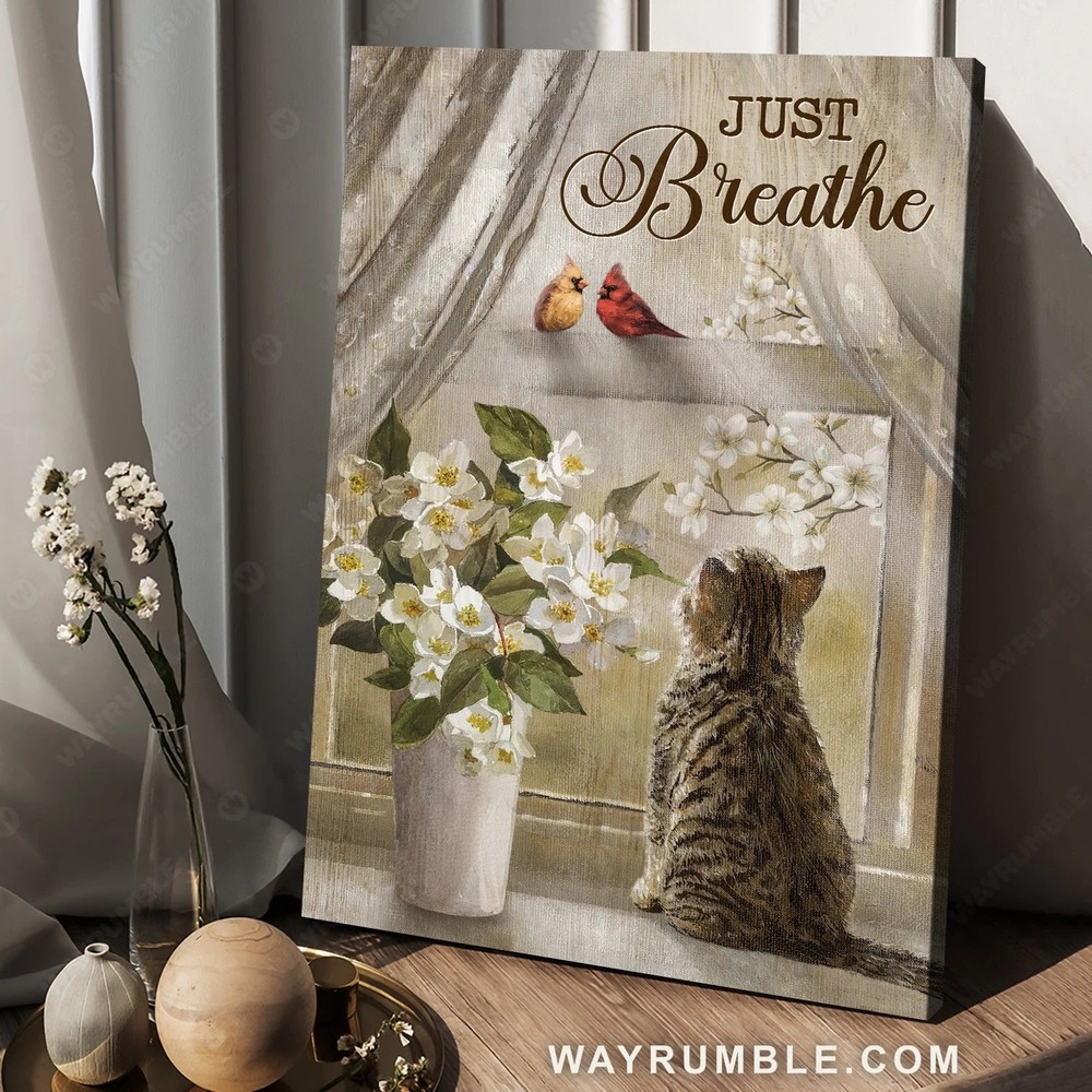 Porcelain Flower Lovely Cat Cardinal Drawing Just Breathe Jesus Portrait