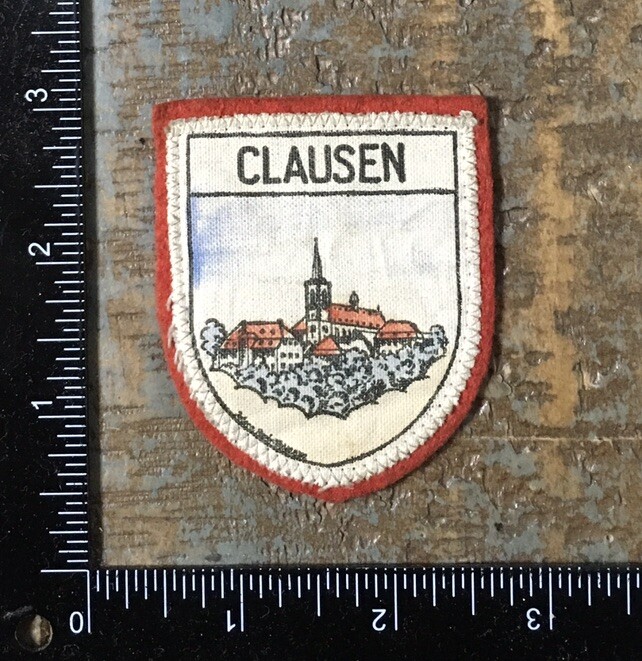 Vintage CLAUSEN Germany Scenic View Skyline Travel Souvenir Woven Patch