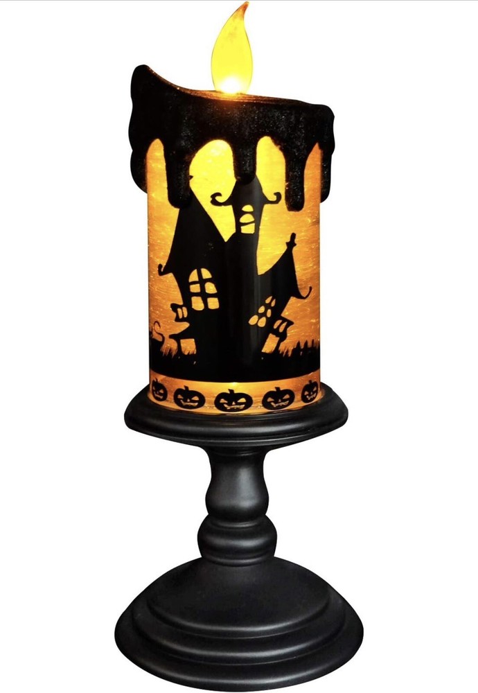 Spooky Halloween Snow Globe LED Candle Lamp with Spinning Motion  