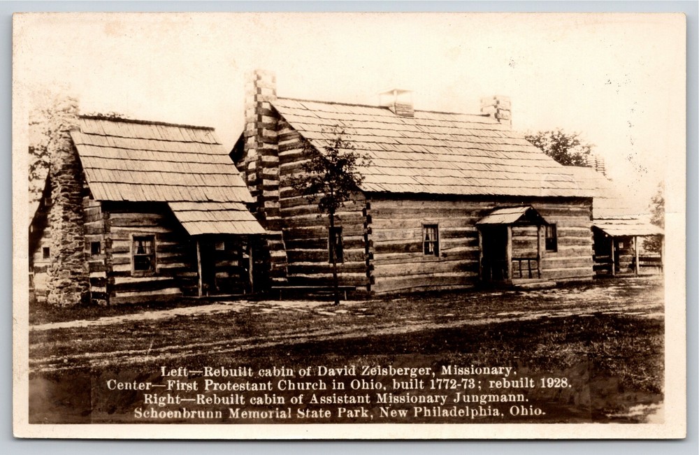 RPPC~New Philadelphia OH~Cabins @ Schoenbrunn Memorial State Park~Real Photo PC