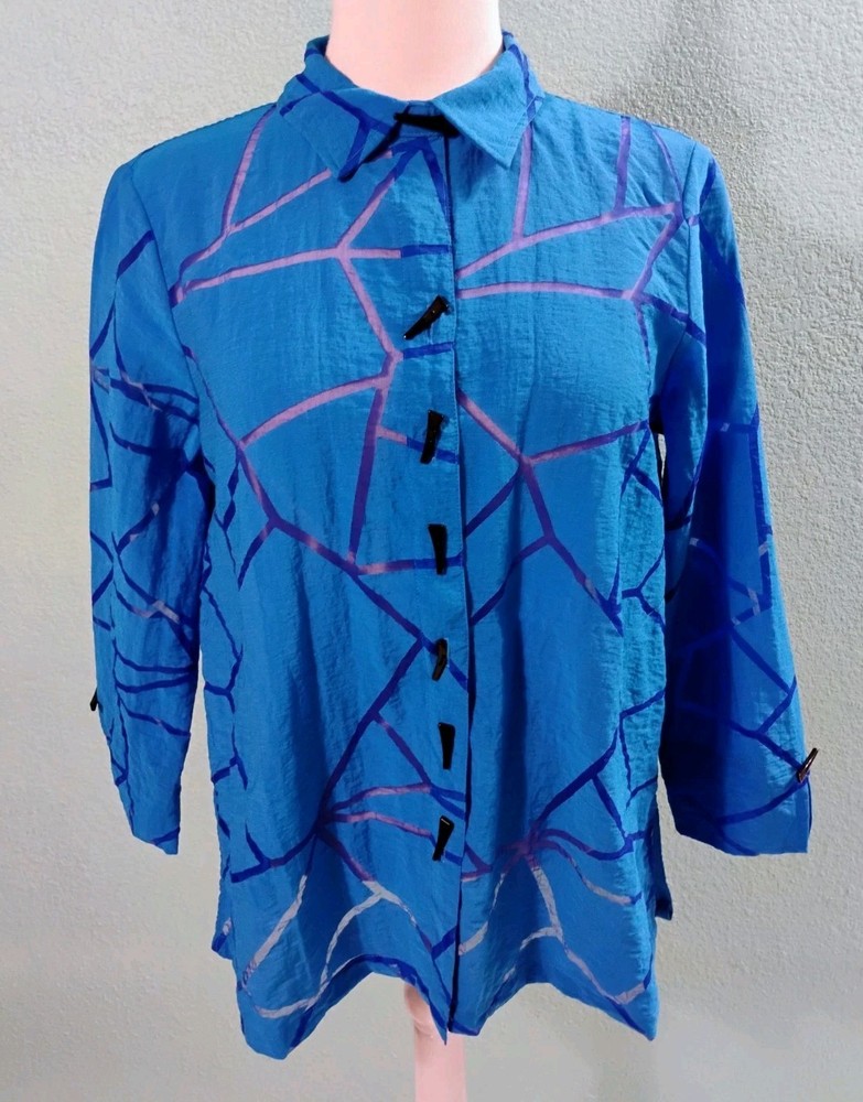 Ali Miles Sz S Blue Blouse w Pockets