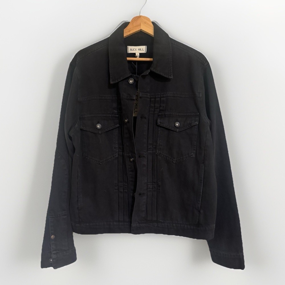 NWT Alex Mill Adam Jacket Recycled Denim Washed Black Type II Cinch Back Men's L
