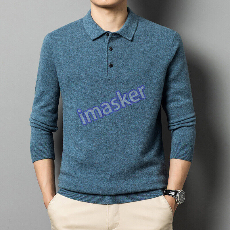 Winter Thick Men's Wool Sweater Long Sleeved Casual Business Collar Knit Sweater