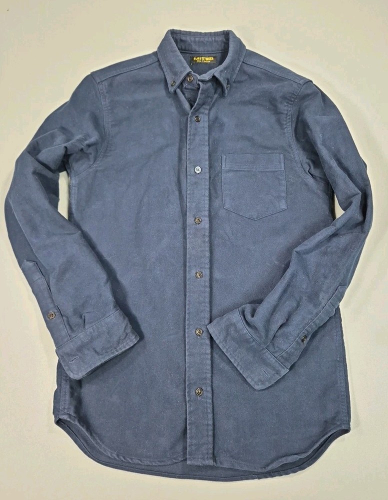 Flint and Tinder Chamois Shirt Mens Small Made in USA Navy Blue Cotton Workwear