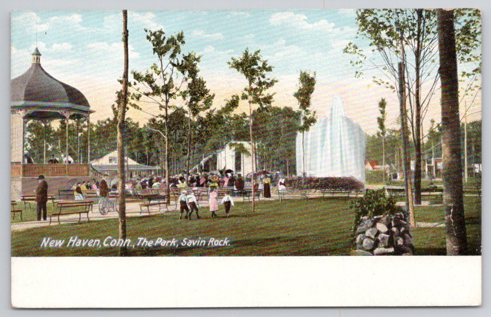 Savin Rock Park New Haven CT Gazebo Fountain H.C. Leighton Postcard 1910s
