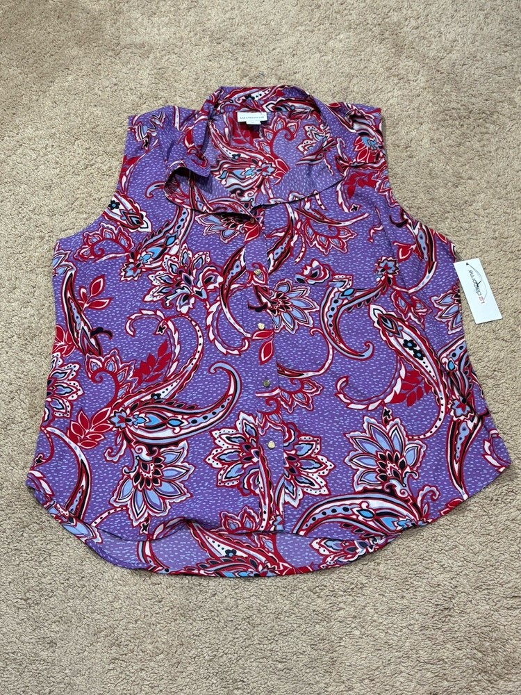 Liz Claiborne Womens Shirt Size XL Multicolor Floral Print Lightweight Flowy