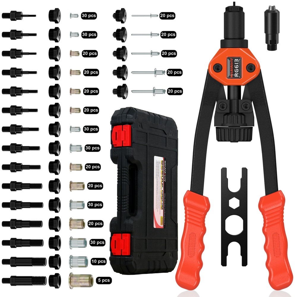 Dual-Function Rivet Nut Tool Rivet Gun Kit Including 405 pcs Rivet Nuts Blind...