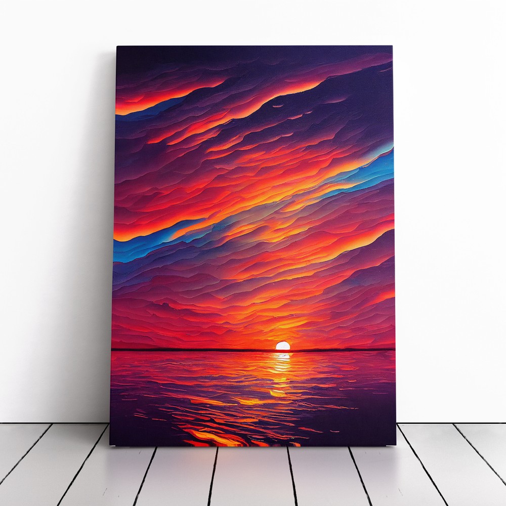 Gracious Ocean Sunset Canvas Wall Art Print Framed Picture Home Office Decor