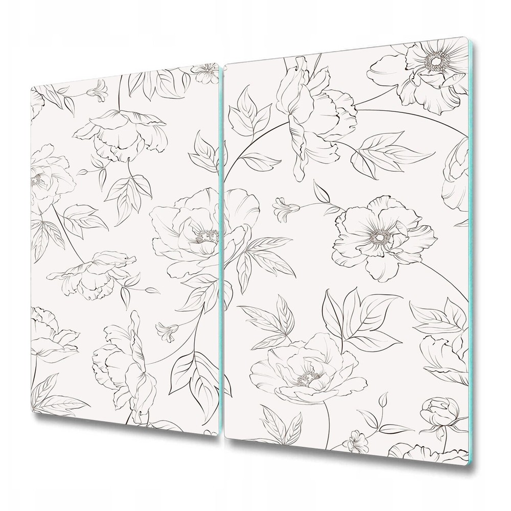 Glass Chopping Board Sketched Flowers Floral Watercolour Tropical 2x30x52