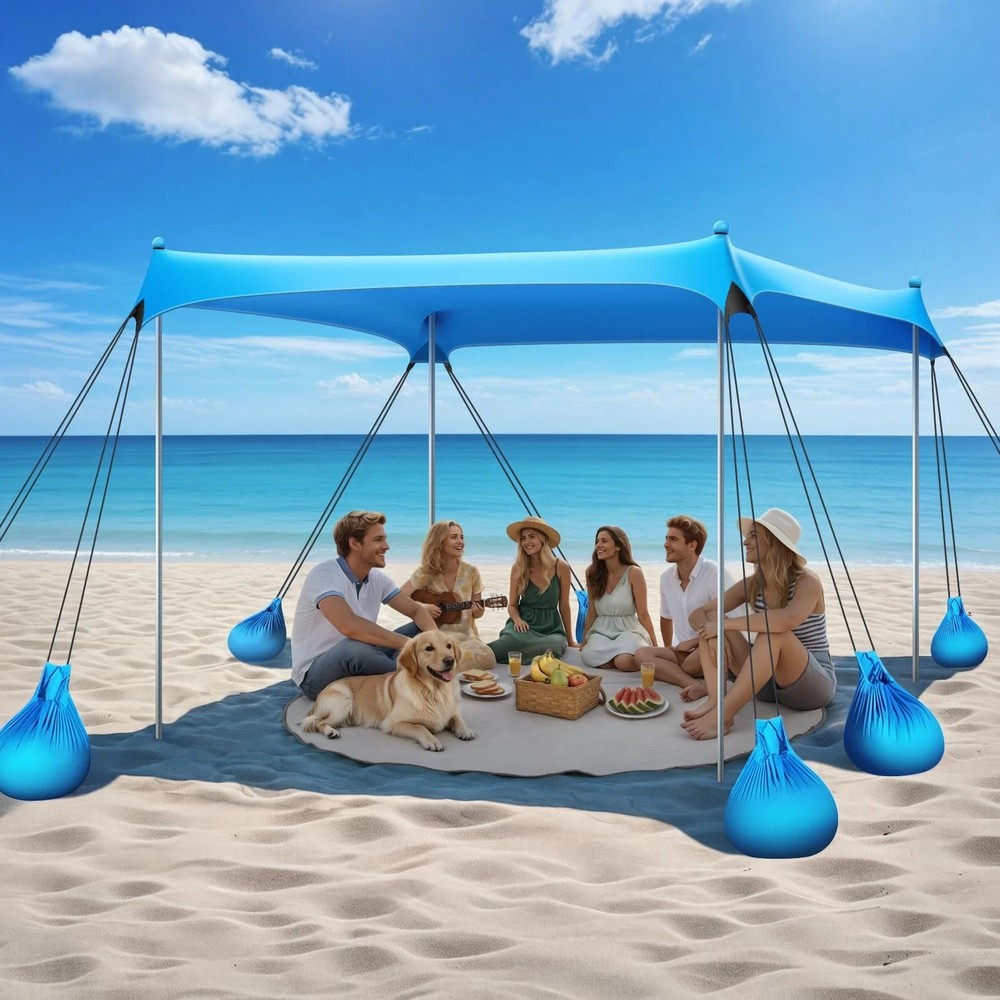 Beach Tent Sun Shelter, 10 x 10 FT Beach Canopy Tent Sun Shade, UPF50+