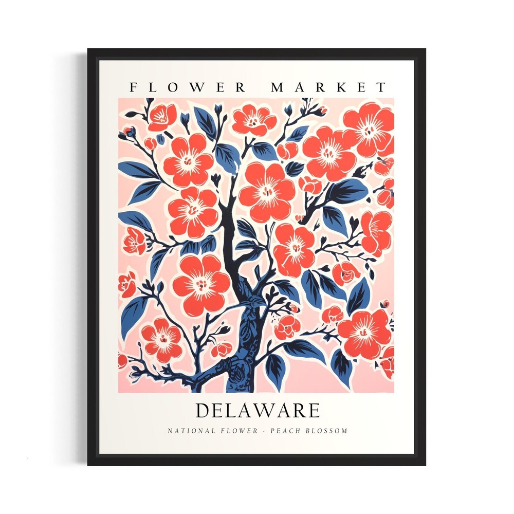 Delaware Flower Market Poster Art Print Botanical Collection For Bedroom Wall