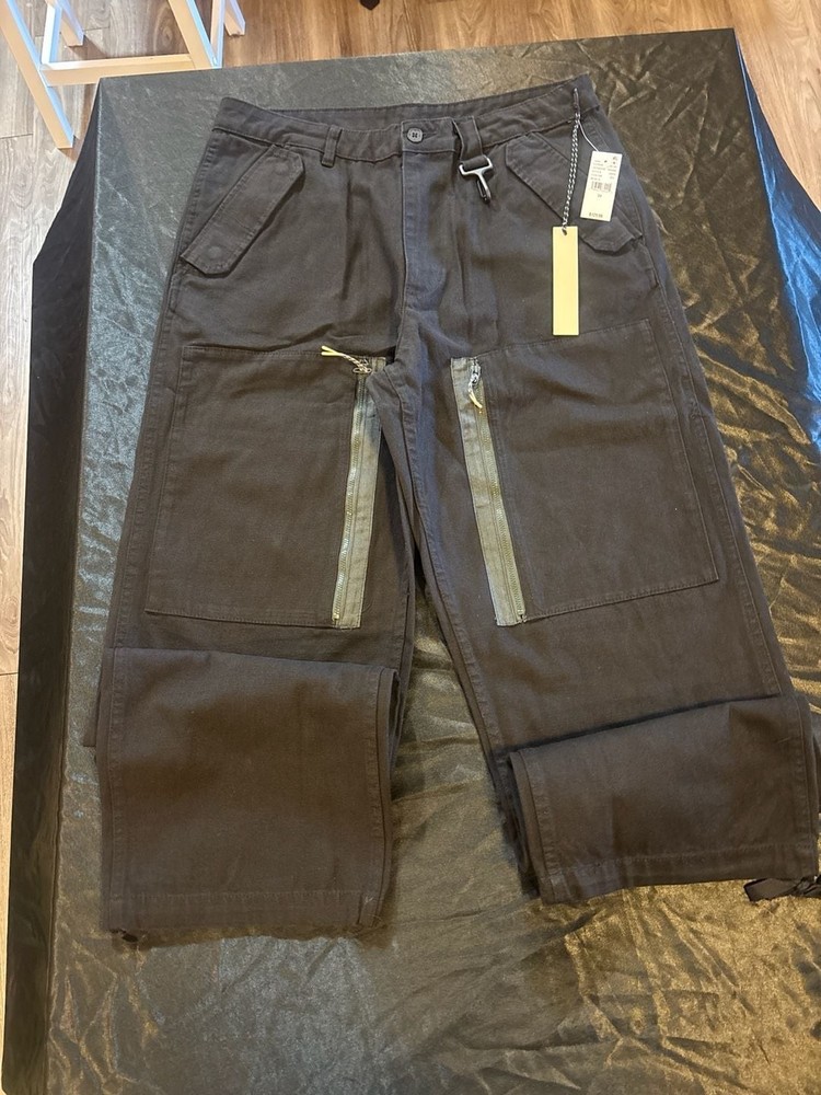 RC Outdoor Supply Black Straight Leg Utility Zip Pocket Cargo Pants Size 34