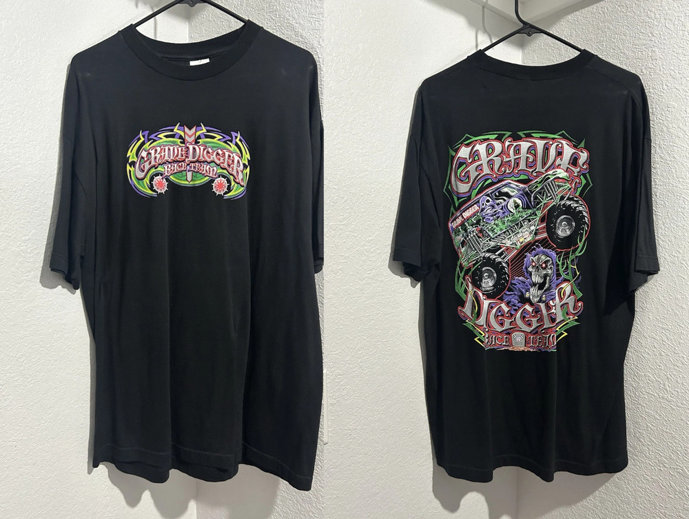 2 Sides Grave Digger Monster Truck Tee Shirt S-5XL