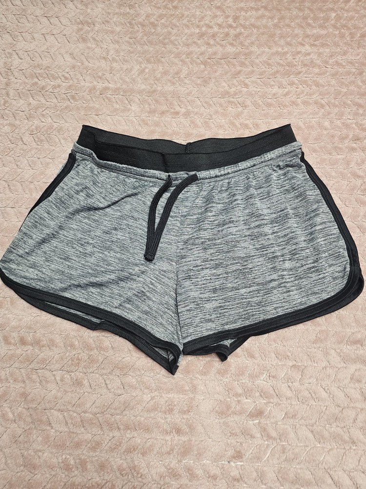 just be... Women's Athletic Activewear Shorts Gray Black Stretch Drawstring