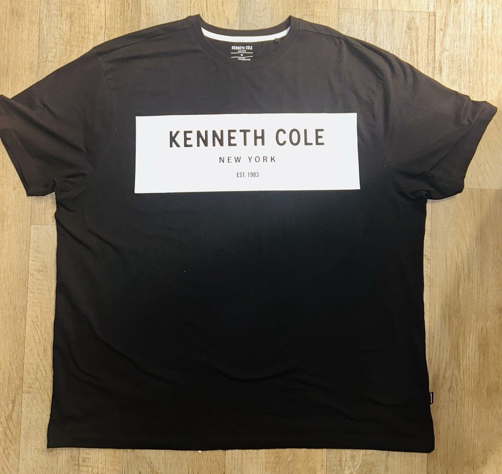Kenneth Cole Men’s Big & Tall 4XL Black Cotton Crew Neck Logo Graphic Tee