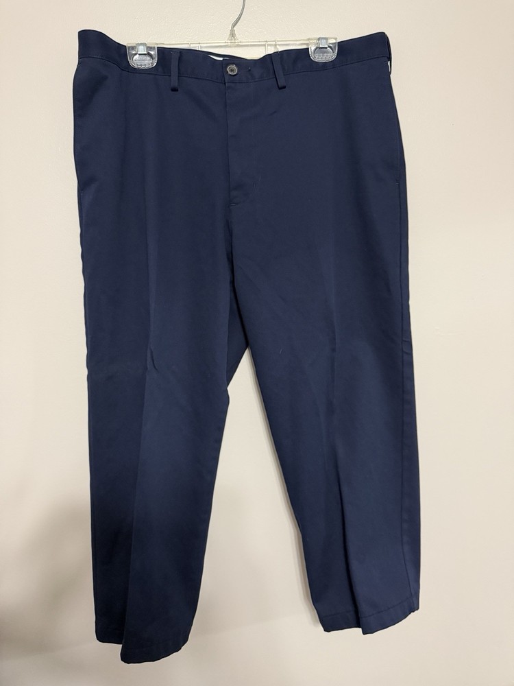Lands' End Men's Navy Blue Traditional Fit Flat Front Straight Leg Pants 38