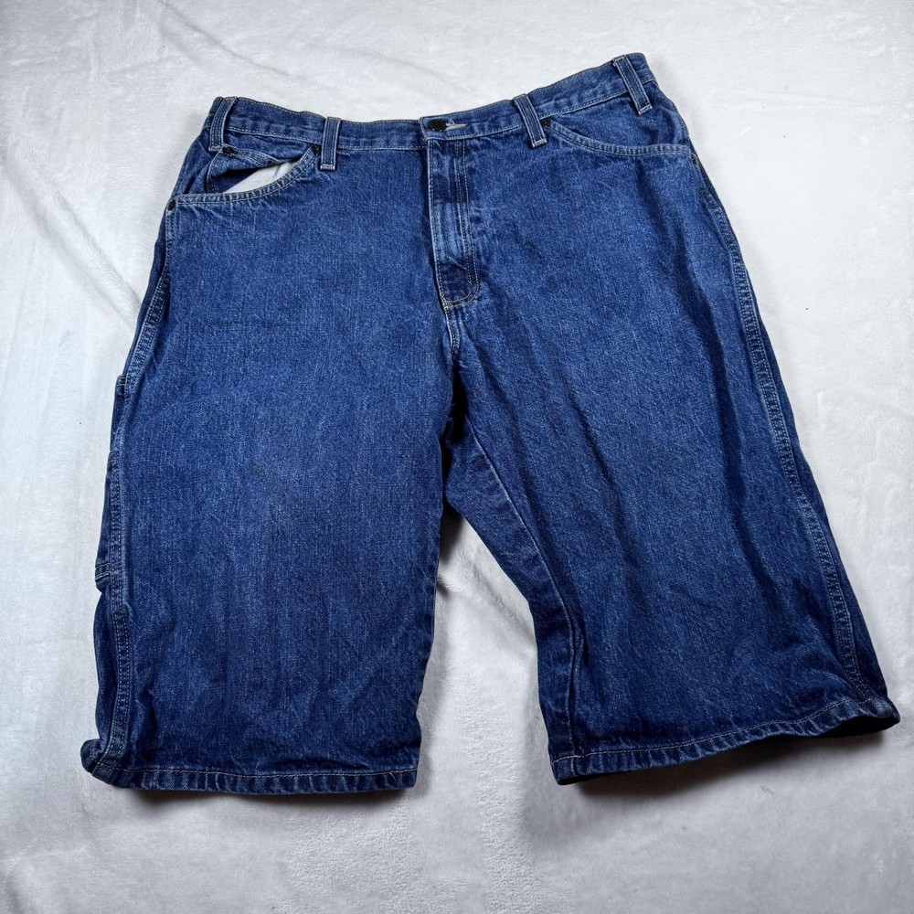 Dickies Cargo Shorts Mens 36 Blue Denim Utility Workwear Pockets Relaxed Fit